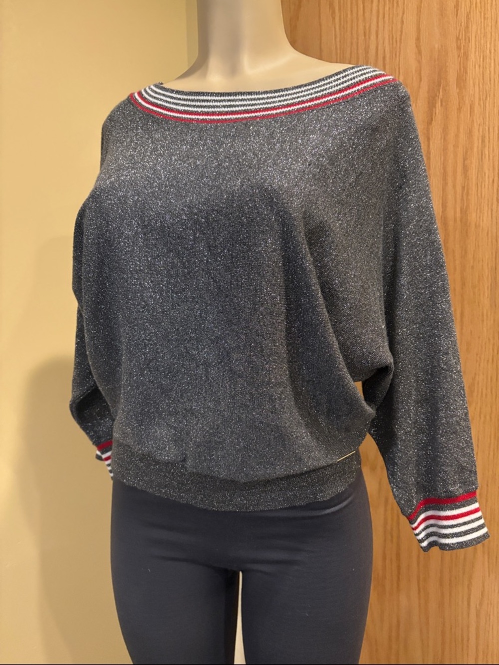 Marc New York Andrew Mark Metallic Knit  sweater- Dolman 3/4 sleeve, Cropped.